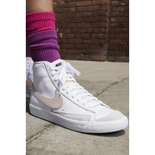 Nike Blazer Mıd 77 Leather Womens Sneaker Hakiki Deri Kadın Günlük Spor Ayakkabı Beyaz Pembe