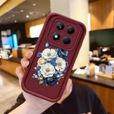 HONTINGA Xiaomi Redmi Note 14 Pro ile Uyumlu Kılıfı Düşüme Önleyici Basitlik Anti Düşme Kamera Korumali Kelebek ve Çiçek Bordo Desen Yumuşak Silikon Telefon Kılıfı Kadın ve Erkek Için Uygundur K2-7157