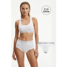 Ziccho Kadın Basic 3'lü Büstiyer Boxer String Takım