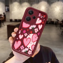 HONTINGA Xiaomi Redmi Note 13 Pro Plus ile Uyumlu Kılıfı Düşüme Önleyici Basitlik Anti Düşme Kamera Korumali Çilek ve Kalp Bordo Desen Yumuşak Silikon Telefon Kılıfı Kadın ve Erkek Için Uygundur K2-7155