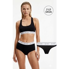 Ziccho Kadın Basic 3'lü Büstiyer Boxer String Takım