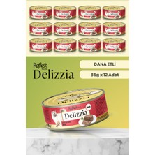 Reflex Plus Delizzia / Kıyılmış Dana Etli Yetişkin Kedi Maması 85g x 12 Adet