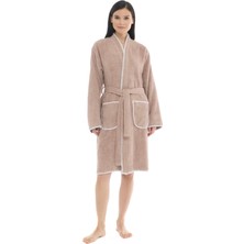 Athena Kimono Kadın Bornozu- Taupa %100 Pamuk