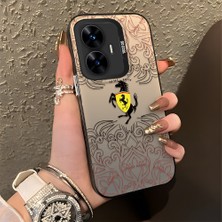 HONTINGA Realme C55 ile Uyumlu Kılıfı Silikon Kenar Sert Arka Düşüme Önleyici Basitlik Anti Düşme Kamera Korumali Moda Markası Desen Telefon Kılıfı Kadın ve Erkek Için Uygundur K1-0582