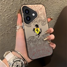 HONTINGA iPhone 16 ile Uyumlu Kılıfı Silikon Kenar Sert Arka Düşüme Önleyici Basitlik Anti Düşme Kamera Korumali Moda Markası Desen Telefon Kılıfı Kadın ve Erkek Için Uygundur K1-0582