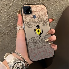 HONTINGA Realme C15 ile Uyumlu Kılıfı Silikon Kenar Sert Arka Düşüme Önleyici Basitlik Anti Düşme Kamera Korumali Moda Markası Desen Telefon Kılıfı Kadın ve Erkek Için Uygundur K1-0582