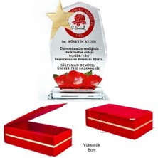 Best Hediye Kadife Kutulu Cam Kristal Plaket Yıldızlı-Istenilen Yazıyla