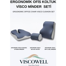 Viscowell Visco Ergonomik Ofis Koltuk Minder Seti %100 Visco Koksiks Minder Sırt Bel Minderi Araç Boyun Yastığı