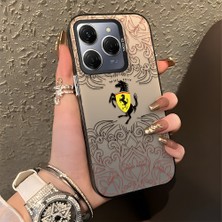HONTINGA Tecno Spark 20 Pro ile Uyumlu Kılıfı Silikon Kenar Sert Arka Düşüme Önleyici Basitlik Anti Düşme Kamera Korumali Moda Markası Desen Telefon Kılıfı Kadın ve Erkek Için Uygundur K1-0582