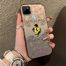 HONTINGA Realme C21Y ile Uyumlu Kılıfı Silikon Kenar Sert Arka Düşüme Önleyici Basitlik Anti Düşme Kamera Korumali Moda Markası Desen Telefon Kılıfı Kadın ve Erkek Için Uygundur K1-0582