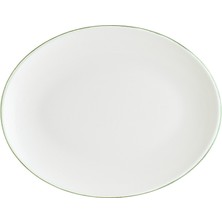 Bonna Retro Moove 12 Adet 25 cm Yeşil Kenar Çizgili Porselen Oval Tabak