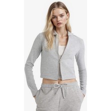 DeFacto Slim Fit Dar Kesim Kapüşonlu Modal Fermuarlı Sweatshirt F7651AX25AU