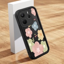HONTINGA Xiaomi Redmi Note 14 ile Uyumlu Kılıfı Düşüme Önleyici Basitlik Anti Düşme Kamera Korumali Çiçek ve Yaprak Siyah Desen Yumuşak Silikon Telefon Kılıfı Kadın ve Erkek Için Uygundur K2-0260