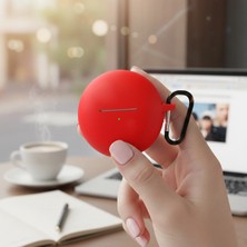 Caseonn Oppo Enco Buds 2 Kılıf Askı Aparatlı Mat Silikon Kırmızı