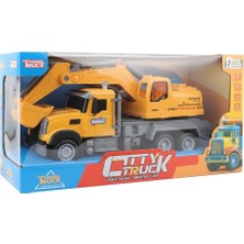 Toyska Pilli Işıklı Sesli Inşaat Kamyonu ve Ekskavatör Oyuncak