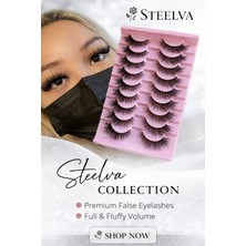10 Çift Takma Ipek Uzun ve Yoğun Kirpikler- Steelva' Nın Koleksiyonu Wispy Tarzı 5d Curls Rus Vol.