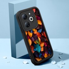 HONTINGA Infinix Smart 8 Pro ile Uyumlu Kılıfı Düşüme Önleyici Basitlik Anti Düşme Kamera Korumali Çiçek ve Yaprak Siyah Desen Yumuşak Silikon Telefon Kılıfı Kadın ve Erkek Için Uygundur K2-0260