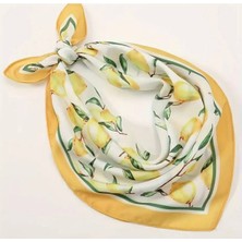 Steelva Limon Desenli Kare Şal Boyun Askısı , Bandana, Fular