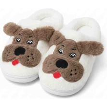 Gülardata Kadın Peluş Köpek Figürlü Ev Terliği - Yumuşak Dokulu Kaymaz Taban Panduf