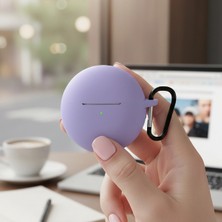 Caseonn Oppo Enco Buds 2 Kılıf Askı Aparatlı Mat Silikon Lila