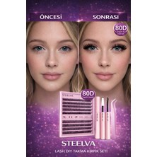 Steelva 200 Adet Takma Kirpik Kalın Kıvrımlı Kedi Gözü Modeli 80D - 200 Adet