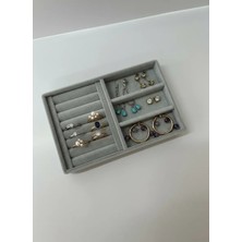 Megass Dekor Venedik Model Süet Kumaş Gri Renk 22 cm / 14 cm Çekmece Içi Takı Standı