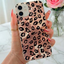 iPhone 11 Kılıf Hologramlı Pembe Leopar Desenli Darbe Emici Kamera Korumalı Silikon