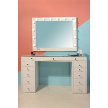 Platto Creative Works Milona Mega Makyaj Takımı 120cm Masa, 110 Cm Hollywood Ayna