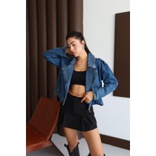 Lacarino 7757 Taşlı Kadın Jean Ceket
