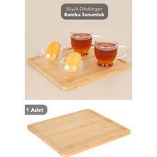 Meleni Home 1 Adet Büyük Boy Bambu Sunumluk - Dikdörtgen Peynir Kahvaltılık Servis Tabağı Sunum Tepsisi 23X20 cm
