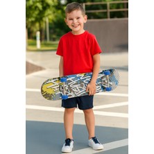 Hak-İş Oyuncak Grafiti Desenli 80CM Kaykay – Mavi Tekerlekli , 4 Tekerlekli Skateboard