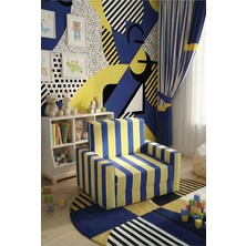 Lensa Home Çocuk Koltuğu Komple Sünger Katlanabilir Yataklı Minder Yatak (0-4 Yaş) Sarı Lacivert Taraftar Desen