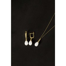 Else Silver 925 Ayar Gümüş Zirkon Taşlı Damla Inci Set