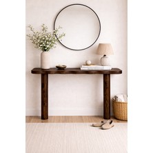 Trihome Doğal Masif Çam Dresuar 130 cm – El Yapımı, Hareli Budaklı Ahşap Konsol