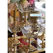 Karen 6 Parça Gold Döküm Ayaklı Sunumluk Seti Magnolia Dondurmalık Cup Çerezlik