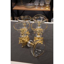 Elta Collection Metal Ayaklı Vira Gold Detaylı Sütlü Tatlı Kasesi - Dondurmalık - Çerezlik 6 Lı