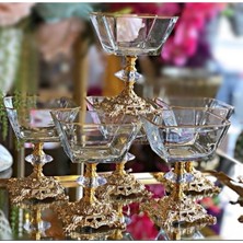 Elta Collection Metal Ayaklı Cam Tatlı Dondurma Çerezlik Kase Altın 6lı