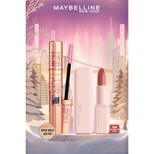 Maybelline New York Sky High Rosegold Glitz Maskara & Serum Etkili Hyalüronik Asit ve Besleyici Yağ Içeren Ruj - 106