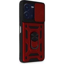 Zemira Newface Vivo Y35 Kılıf Pars Lens Yüzüklü Silikon - Kırmızı