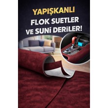 Yapışkanlı Flok Süet Suni Deri 100 x 150 -Bordo