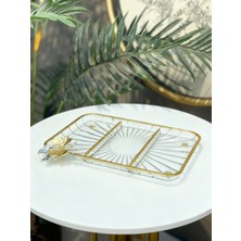 Elta Collection Lüx Hediyelik Metal Ayaklı Gold Dikdörtgen Kelebekli Sunumluk Kurabiyelik - Yeni Serisi