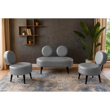 Azra Mobilya Dünya Modern Deri Koltuk Takımı | Şıklık ve Konforun Buluşması | Ofis & Ev | Siyah Ayak | Gri