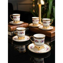 Elta Collection Victoria 24K Altın Işlemeli 6 Kişilik Porselen Fincan Seti Takımı