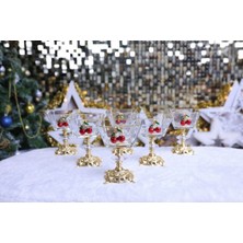 Elta Collection 6 Lı Kiraz Detaylı Gold Metal Ayaklı Cup Magnolia Dondurmalık Tatlı Sunumluk Kase Yılbaşı Özel