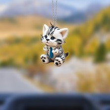 Prtp-Prototip Elektronik & Hobi Araba Ayna Süsü, Araba Süsü, Çanta Aksesuarı - Sevimli Kedi - Pleksi Malzeme, Uv Baskılı - 005