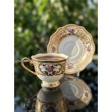 Elta Collection Victoria 24K Altın Işlemeli 6 Kişilik Porselen Fincan Seti Takımı