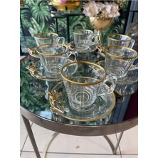 Elta Collection Paşabahçe Vela Fincan Takımı  12 Parça 6 Kişilik Kelebekli Yaldızlı Hediyelik Çeyizlik