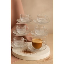 Elta Collection Cam Espresso & Türk Kahvesi Fincanı Seti 6 Kişilik – Lüks Desenli Cam Bardak Takımı