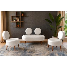 Azra Mobilya Dünya Modern Deri Koltuk Takımı | Şıklık ve Konforun Buluşması | Ofis & Ev | Ceviz Ayak | Krem