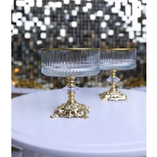 Elta Collection Elysia 2 Adet 510 cc Yaldızlı Metal Ayaklı Sunumluk Çerezlik Tatlı Servis Kase